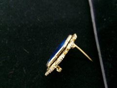 VINTAGE FREIRICH BLUE CABOCHON STATEMENT PIN BROOCH SEE DETAILS