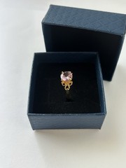 Vintage Pink Cubic Zirconia Ring Gold Plated Womens Size 6.5