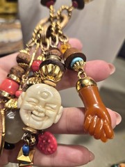 Vintage Lawrence VRBA STATEMENT Charm Long Necklace 29″ Plus 5″ Dangle Drop
