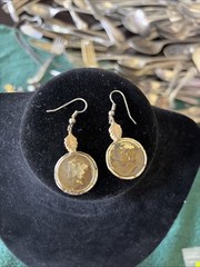 Vintage Coin Dangle Earrings Silver Mercury Dimes 1943 & 1944
