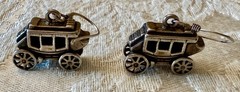 Sterling Silver Stagecoach Earrings, 3/4″ Long X 1/2″ HIgh, 9.6 Grams Vintage
