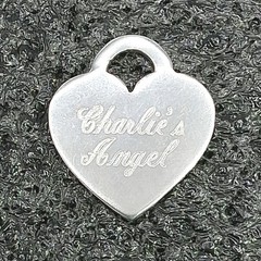 Vintage Engraved Charlie’s Angel Heart Charm 925 Sterling Silver Pendant 1in