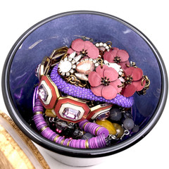 Mystery Vintage Modern Purple Theme Fashion Costume Mixed Jewelry Jar 1lb