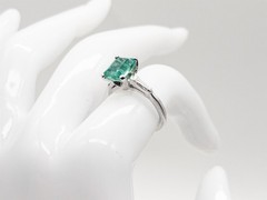 Vintage 1950s $5000 2.30ct AAA+++ Colombian Emerald Diamond 14k White Gold Ring