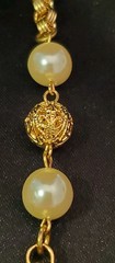 CAROL DAUPLAISE Vintage Necklace, Golden Chain & Ivory Pearls in Tassel Design