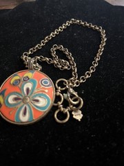 Vintage Cloisenay Colorful Necklace. 60s Era. Gold Tone