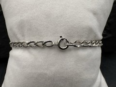 Vintage 7.25 Sterling Silver Textured Curb Link Chain Bracelet Estate 925