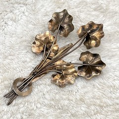 Vintage Pot Metal Brooch Flower Pin Oversized Large 4″