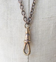 Vtg Lanyard Necklace Bronze Tone Chain 29″ Charm Holder Men Unisex
