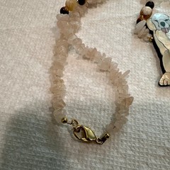Lee Sands Best Friends Dog/Cat Shell Inlaid Nk. W Rose Quartz Tigers Eye MOP