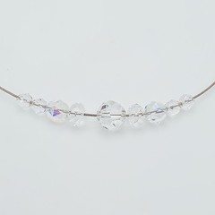 Vintage SWAROVSKI Signed Crystal Necklace Choker Collar Wire Rhodium Plate 17″