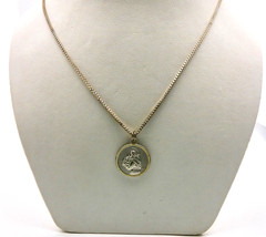Silver St Saint Anthony Medal Box Chain Pendant Necklace 24 in