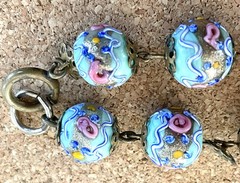 Murano Venetian Wedding Cake Glass Beads 15 Inch Choker Necklace Foil