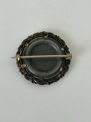 Antique Victorian Mourning Memorial Portrait Photo Brooch Pin C-Clasp 1”