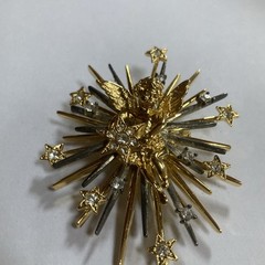 VTG RJ GRAZIANO Brooch Angel Cherub Brooch Stars Mix Metal Starburst Pin