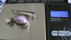 Vintage Sterling Silver/ Shell MODERNIST Heavy Pendant Stamped