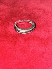Sterling Silver and Diamond Band Size 6 3/4- Round