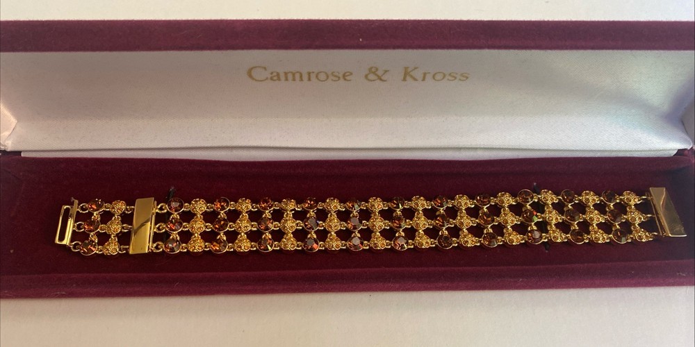 Camrose & Kross Jackie Kennedy Vintage Amber Gold Chain Link Bracelet JBK
