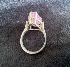 Vtg Sterling Silver Ring .925 Sz 7 Large Pear Pink Stone Cocktail Statement