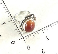 Bold Long Vintage Mid Century Modernist Sterling Silver 925 Carnelian Ring