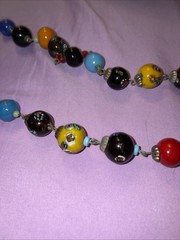 Vintage Italian Murano Millefiori Glass Bead Necklace 18” Long