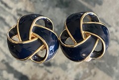 Vintage Les Bernard Vc Gold Email Tone Clip On Earrings