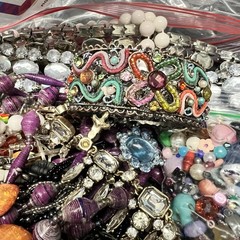 5 LB Junk Drawer Jewelry Lot Stuff Wear Repair Harvest vtg-now etc AS IS scrap Q