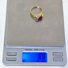 UTC Trillion Cut Lab Red Ruby Stone 18K Gold Plated 925 Sterling Silver Ring 9.5