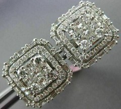 LARGE 2.40CT ROUND BAGUETTE & PRINCESS DIAMOND 18KT WHITE GOLD 3D STUD EARRINGS