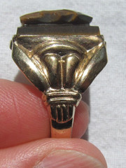 Vintage Carved Tiger’s Eye Roman Soldier Warrior Cameo 12K GF Ring Size 11