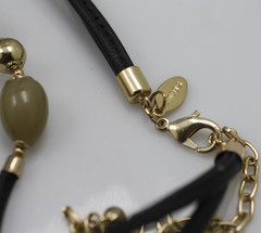 Chico’s Long 43″ double strand black chord animal print faux fur/ hair necklace