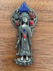 Rare Czech Gemstone Brooch Figure Goddess Missing 1 Stone