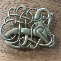 Norway viking Urnes bronze brooch Scandinavian design From Maine Estate