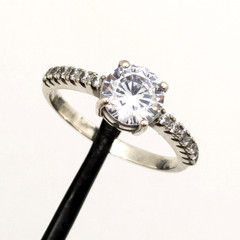 Vintage Elegant RING Silver 925 with Bright Stone -size: 8.5US (18.5mm)| UA #57