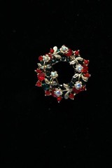 Red, White and Green Rhinestone Brooch BR47B