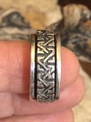 24. Vintage Celtic Sterling Silver 925 Patterned Spinner Band Ring 10g, 7s