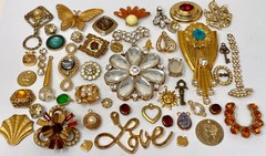 Lot Vintage & Modern Jewelry Parts Broken Repurpose Craft Rhinestones Harvest A2