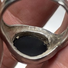 Vintage Two-Tone Sterling Silver & 14K Gold Black Onyx Bypass Ring Size 5 , 3.8g