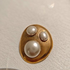 Vintage Chanel Plain Gold Irregular Shaped Faux Pearl Clip-on Earrings