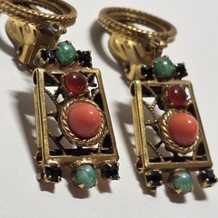 Vintage Possible Schreiner Juliana D&E Clip On Earrings Moroccan Matrix VGC