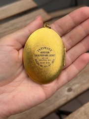 Unmarked Vintage Revlon Locket – 1500’s Village Scene Locket Pendant Goldtone