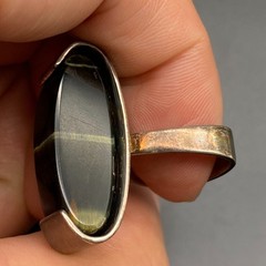 Vintage Modernist Tiger Eye Sterling Silver Dimensional Ring Size 5.25