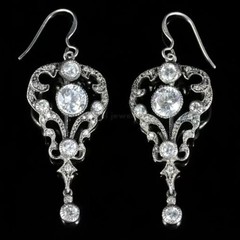 Art Deco Round Cut Lab Created Diamond Pretty Drop/Dangle In 925 Silver Earring