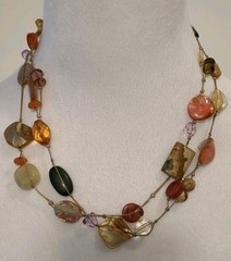 VTG Lia Sophia Bohemian Semi Precious & Glass Bead Necklace 38″ Long 0636