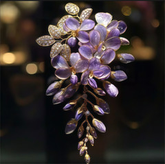 Enamel Color Design Purple Wisteria Flower Brooch, High Quality Flower Brooch