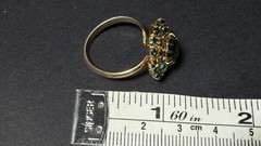Vintage Emerald Aurora Borealis Rhinestone Adjustable Band Ring Costume Jewelry