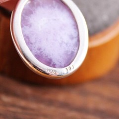 JTV Oval Natural Amethyst Floral Pendant Necklace Sterling Silver Adj Length
