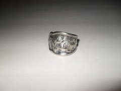 Vintage Spoon Ring Flower Poppy ? Pansy Size 9 1/4 Silver Plate