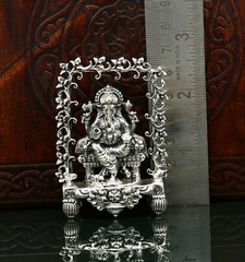 925 pure silver God Ganesha statue, figurine, puja article home temple art04