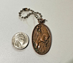 Bell Trading Post Vintage Copper Western Relief Cowboy Horse Pendant 1940s RARE